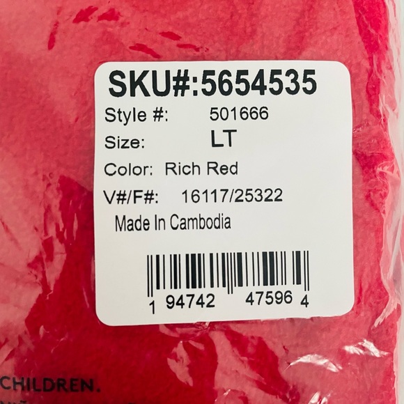 NWT Lands’ End Red Fleece Quarter-Zip Pullover / Large Tall - Picture 3 of 10